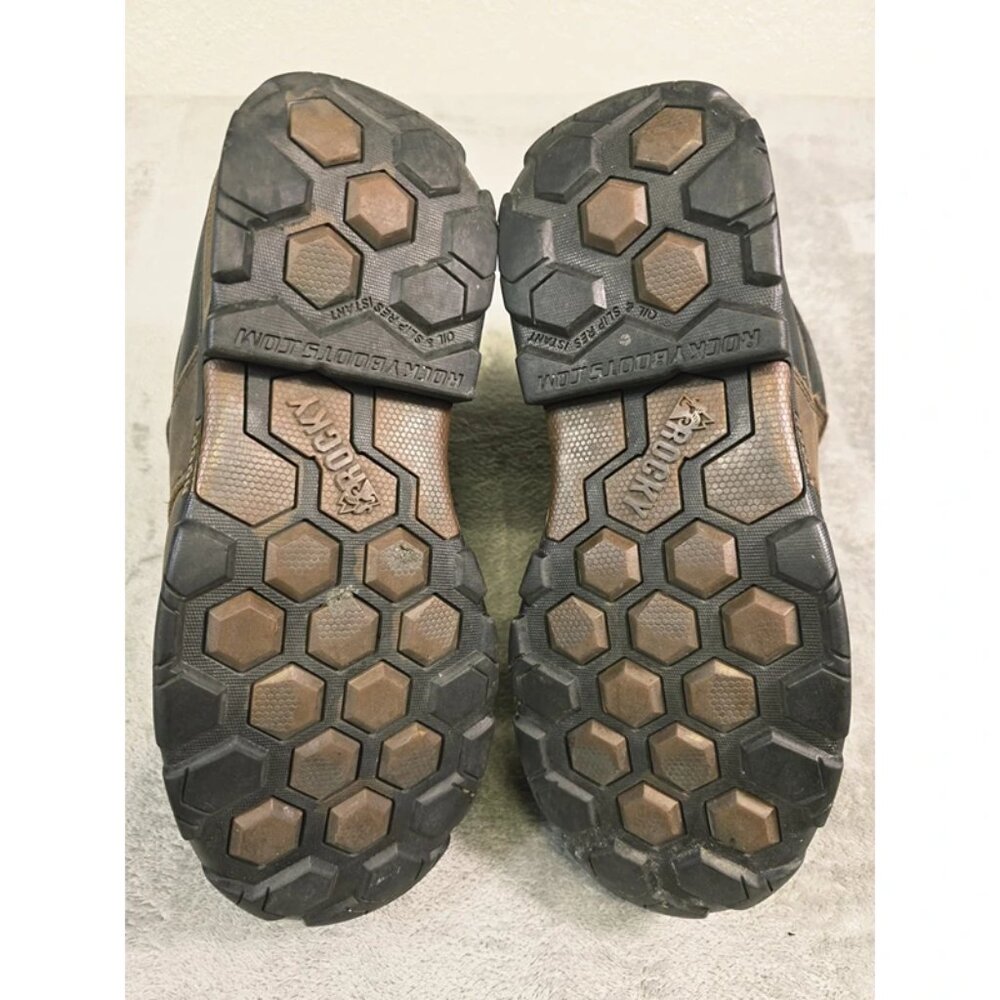 Rocky 6" Work Boots Mens 9.5 Brown Safety Toe Slip Resistant F2413-11 - Picture 14 of 16